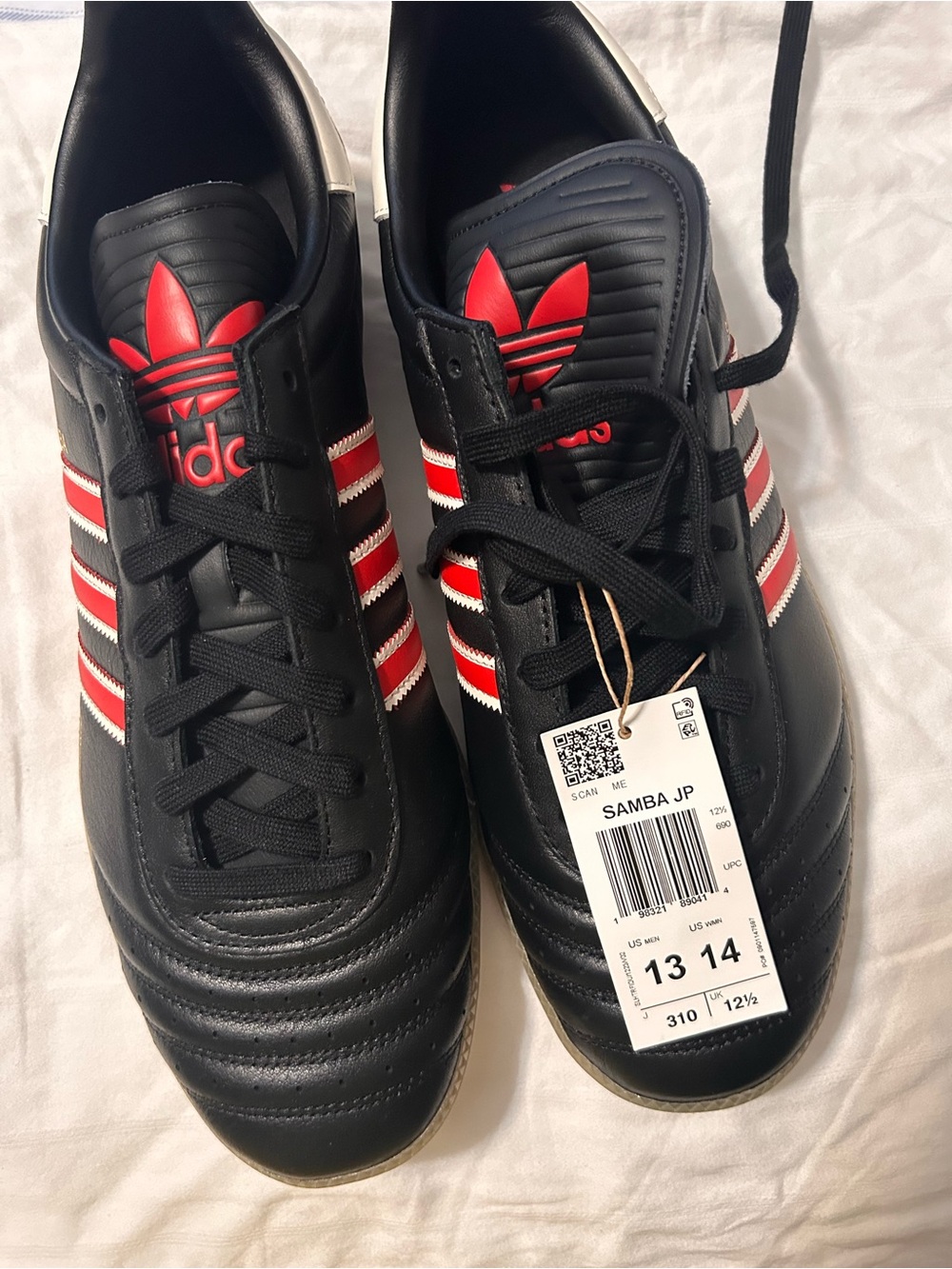 adidas Black and Red Samba JP Leather Sneakers